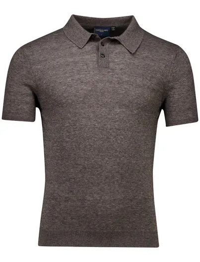 Cavallaro Cavallaro polo bruin gebreid effen slim fit katoen