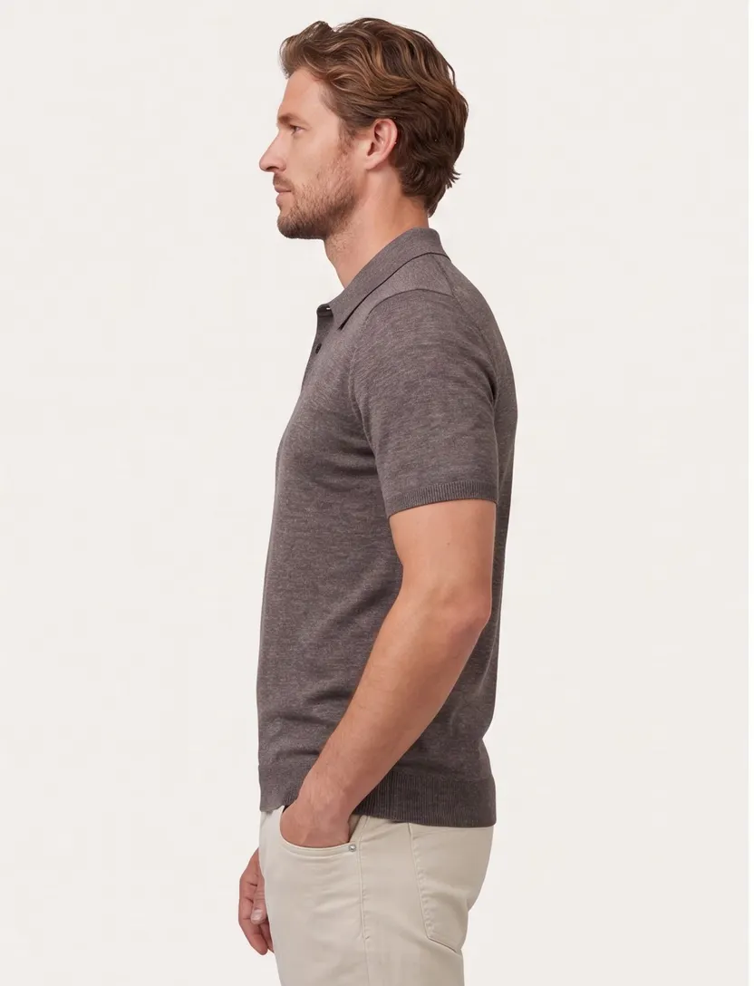 Cavallaro Castro Polo bruin gebreid slim fit katoen