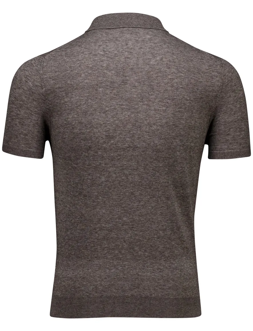 Cavallaro polo bruin gebreid effen slim fit katoen