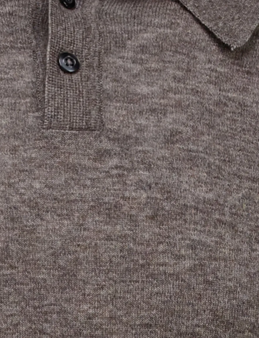 Cavallaro polo bruin gebreid effen slim fit katoen
