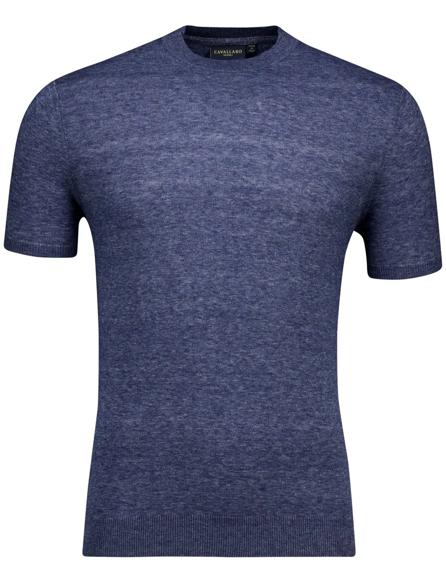 Cavallaro Castro t-shirt donkerblauw effen slim fit katoen