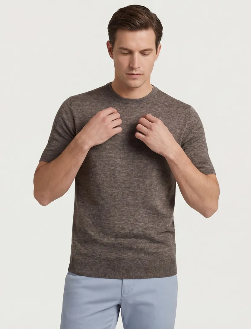 Cavallaro Castro t-shirt gebreid bruin gemêleerd