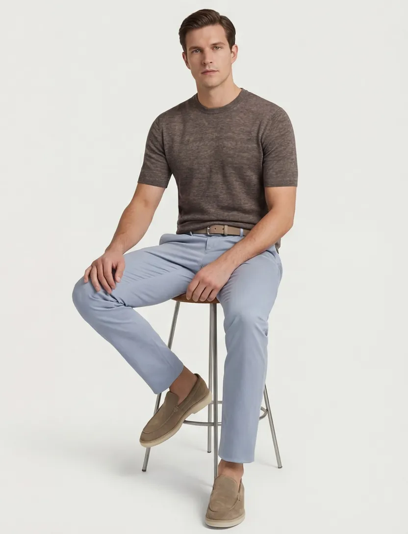 Cavallaro Castro t-shirt gebreid bruin gemêleerd