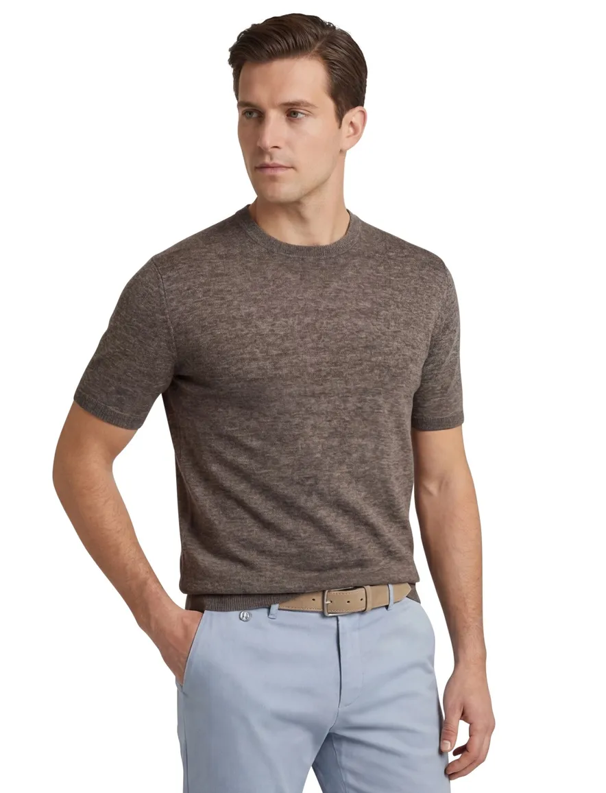 Cavallaro Castro t-shirt gebreid bruin ronde hals