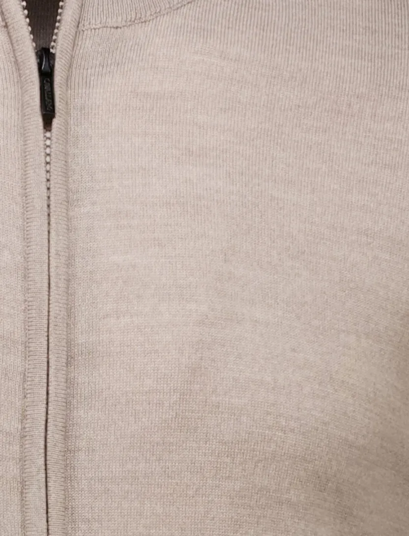 Cavallaro Napoli Saronno full zip vest beige merinowol