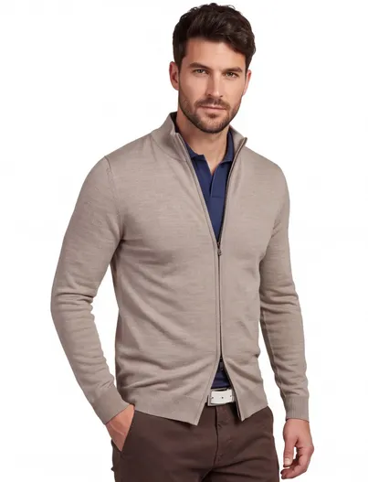 Cavallaro Cavallaro Napoli Saronno full zip vest beige