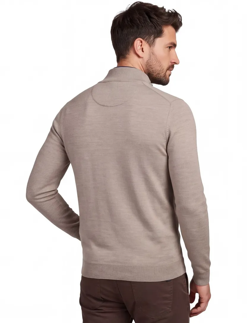 Cavallaro Napoli Saronno full zip vest beige merinowol