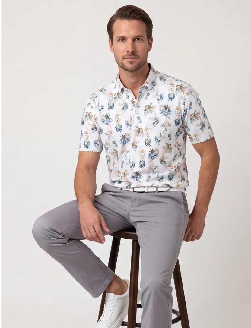 Eden Valley polo wit geprint korte mouw pique