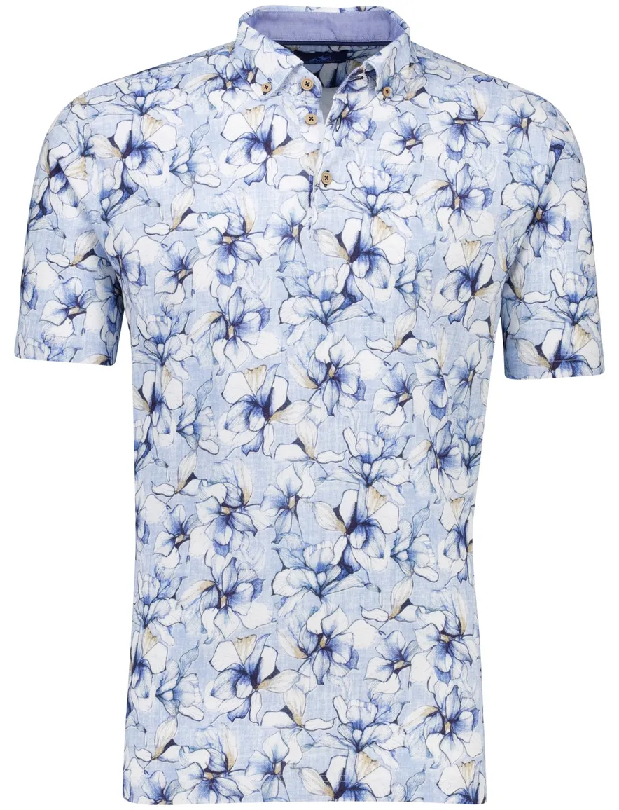 Eden Valley polo blauw geprint