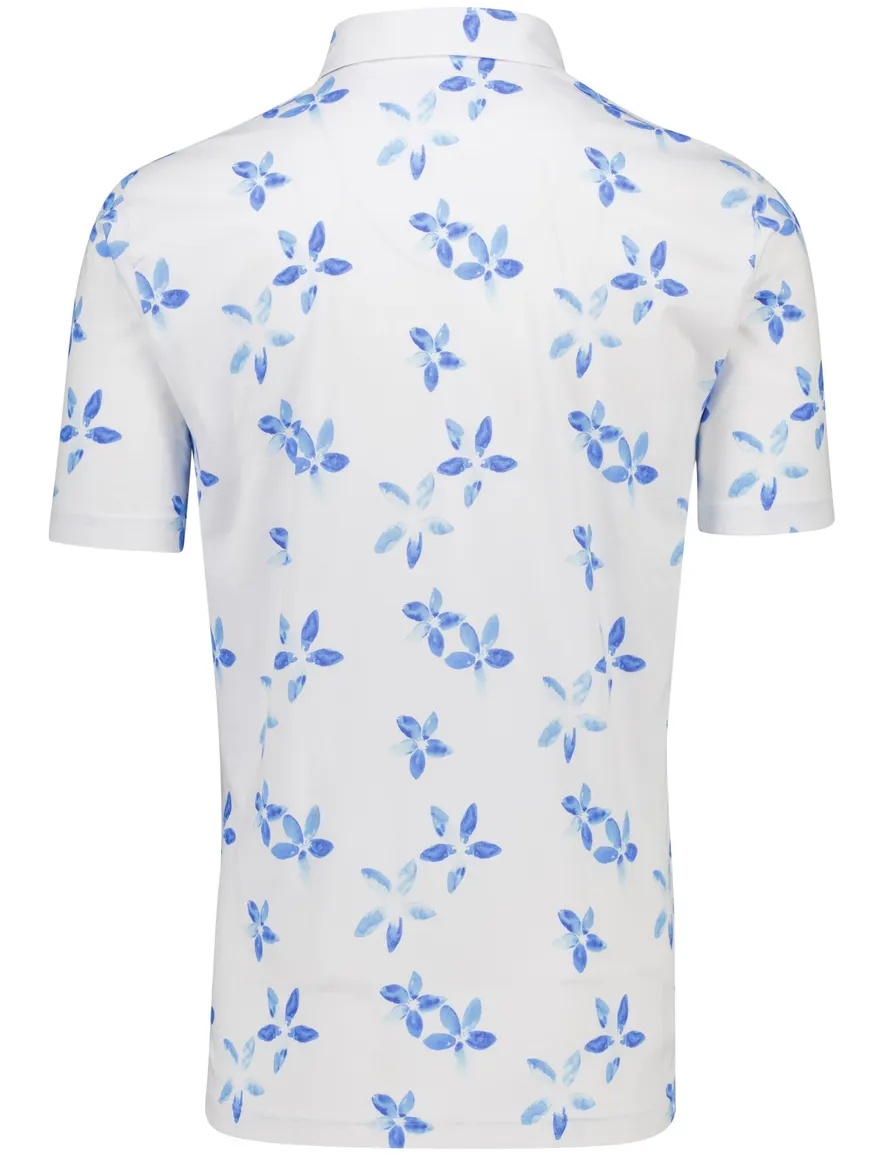 Eden Valley polo wit met blauwe print katoen