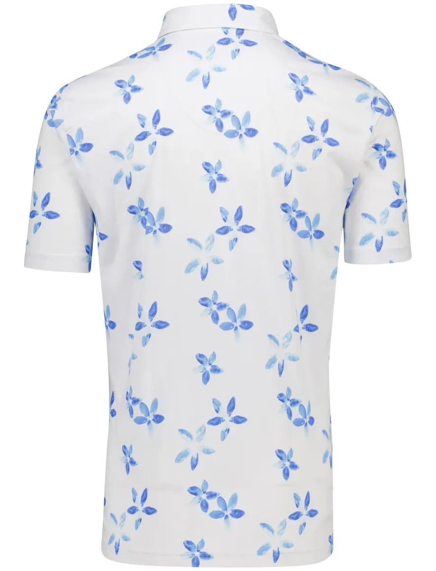 Eden Valley polo wit met blauwe print