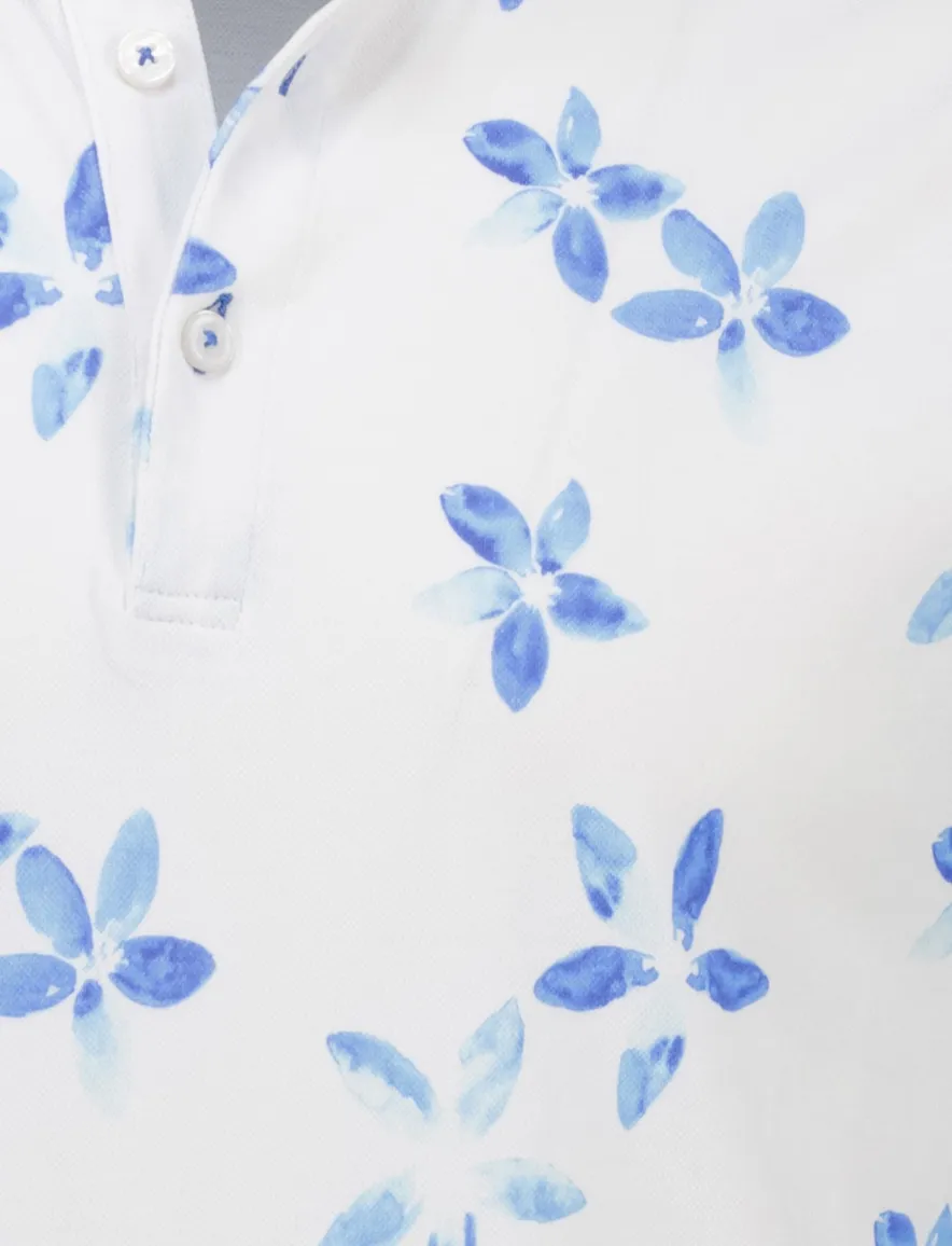 Eden Valley polo wit met blauwe print