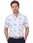 Eden Valley polo wit met blauwe print katoen