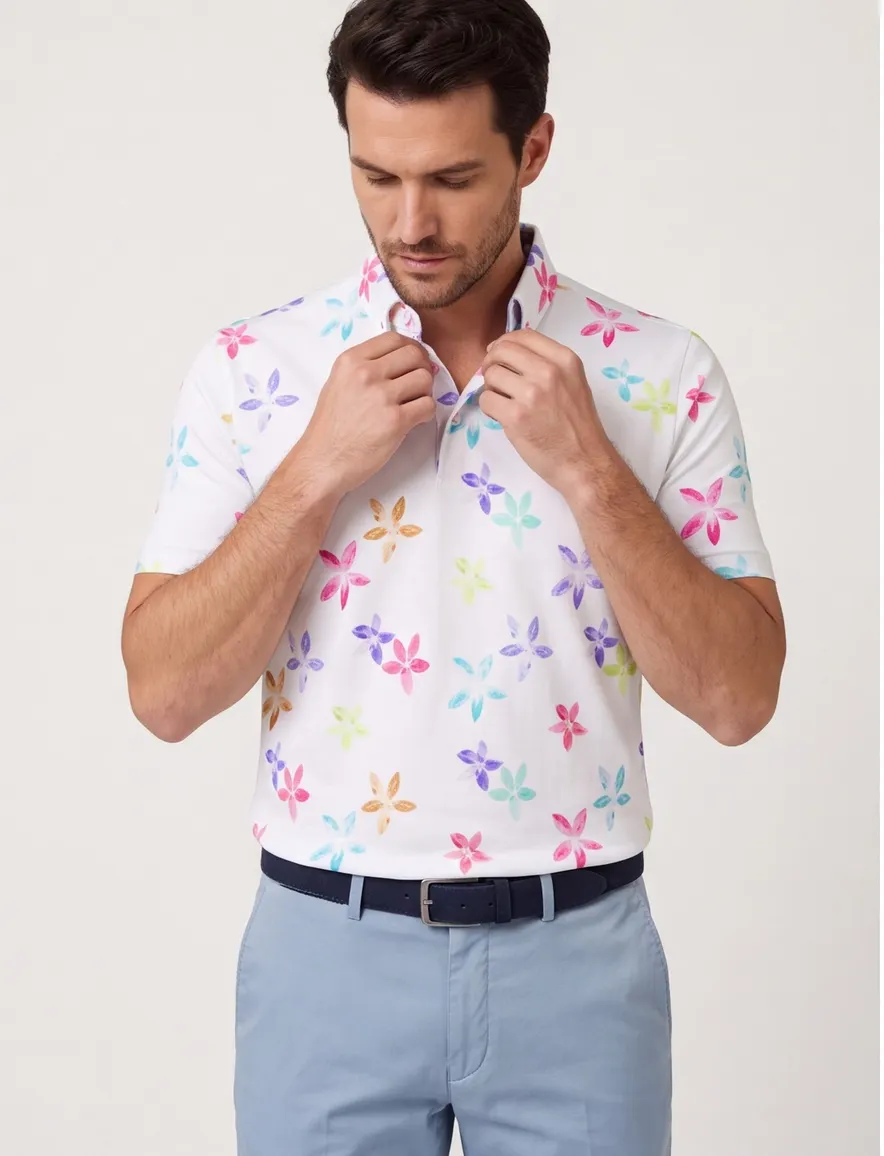 Eden Valley polo wit regular fit korte mouw katoen