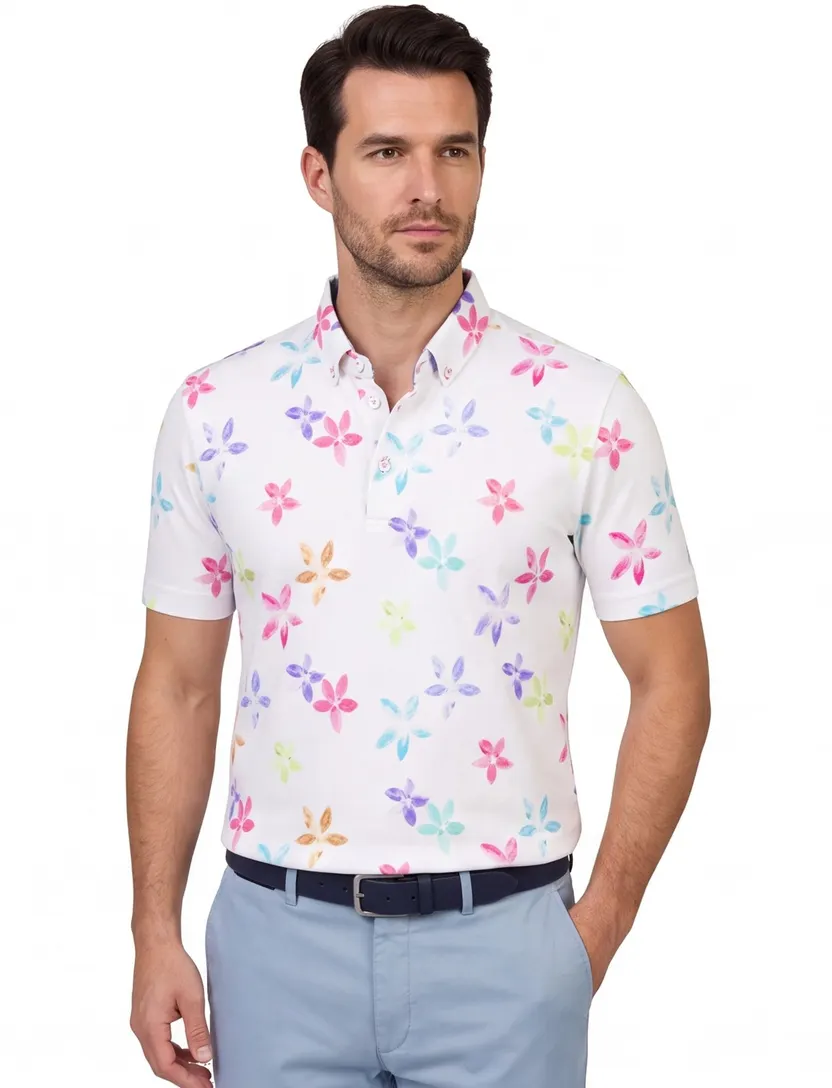 Eden Valley polo wit regular fit korte mouw pique