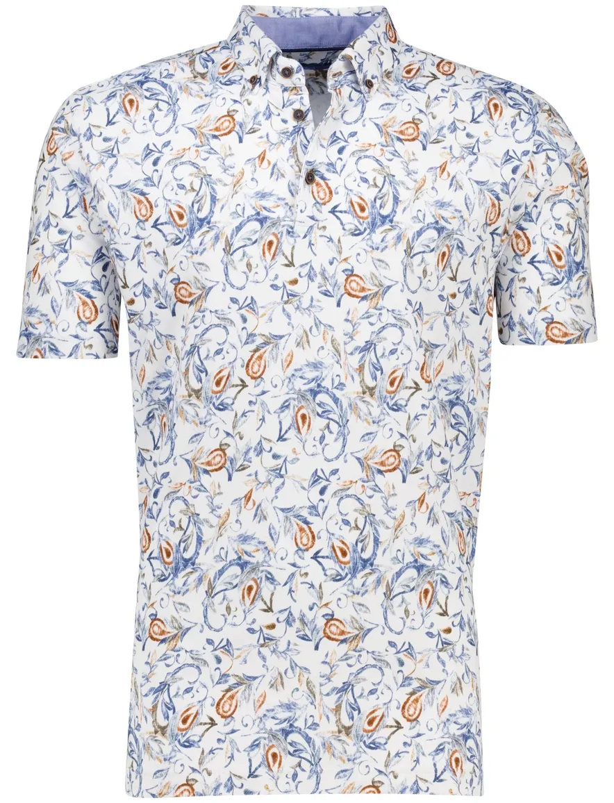 Eden Valley polo blauw geprint regular fit pique
