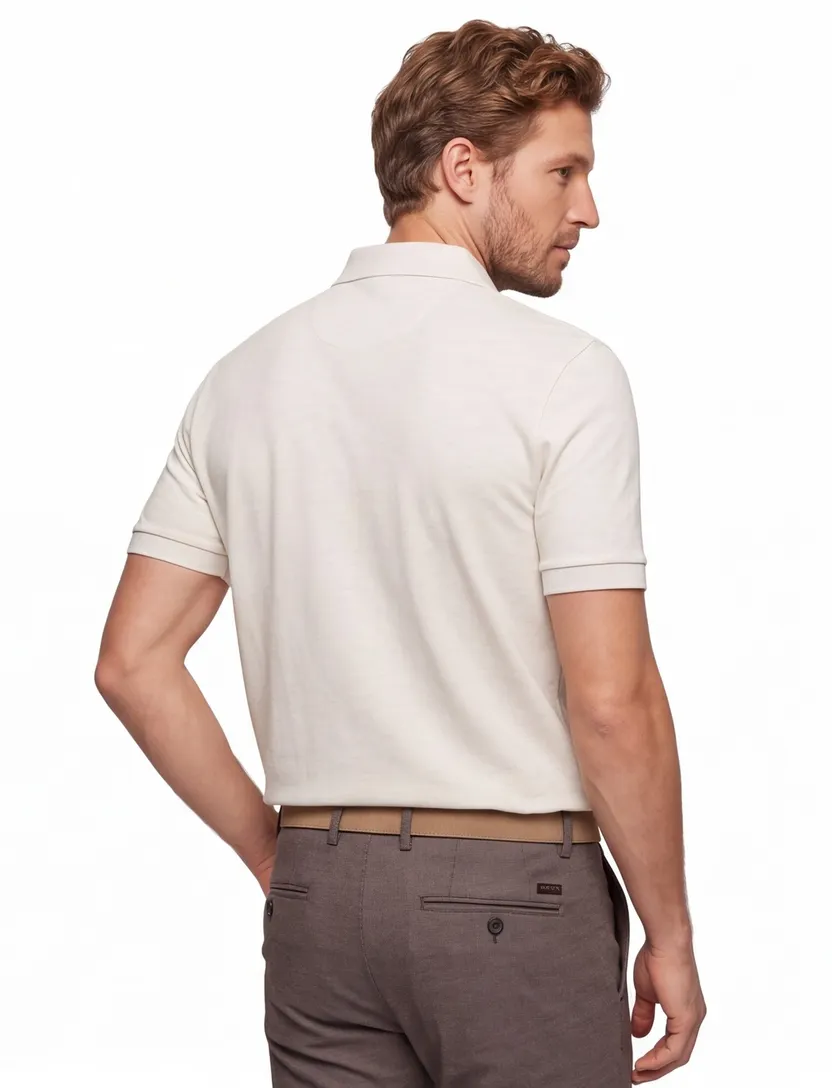 katoenen Boss Black Pallas pique polo beige effen katoen