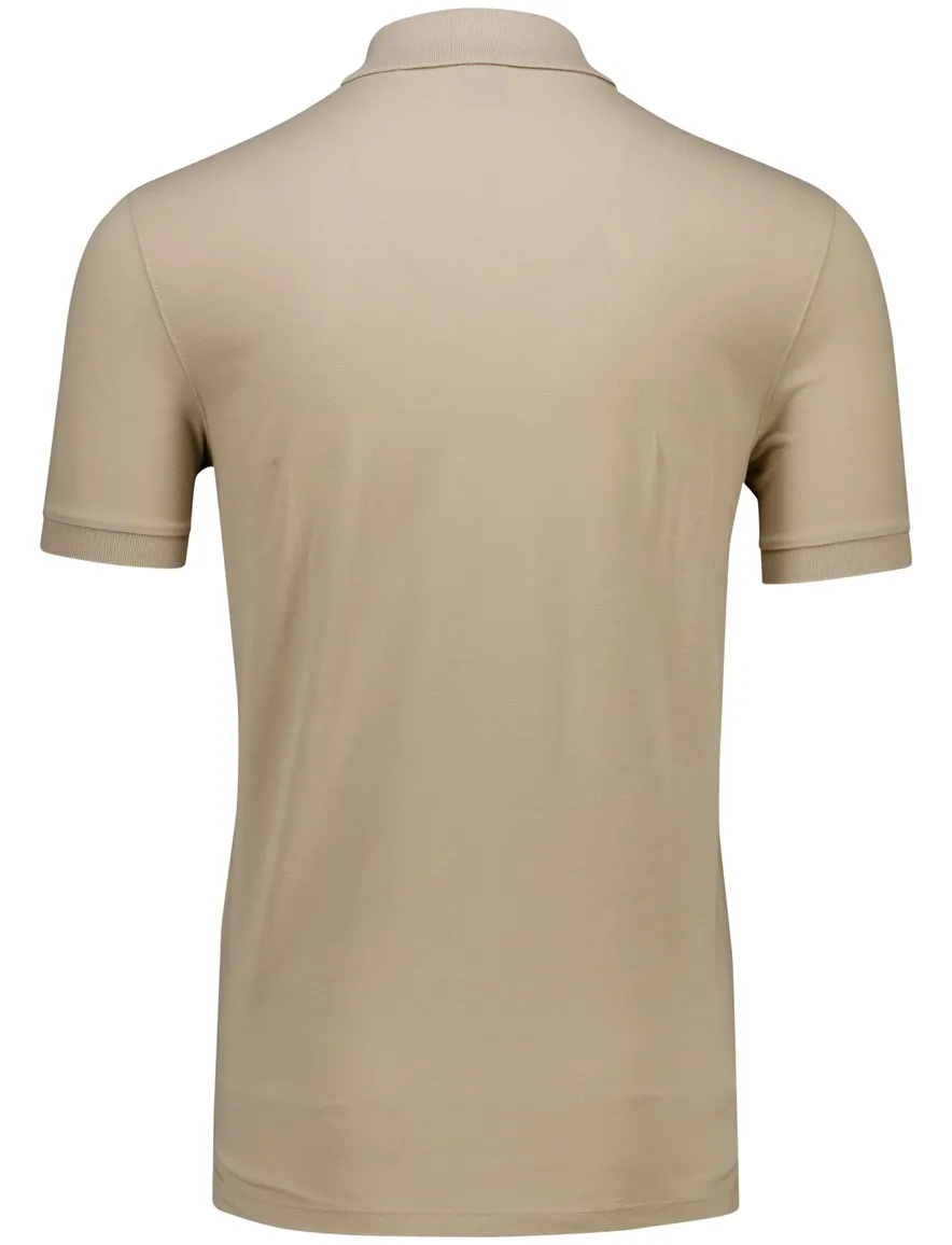 BOSS polo korte mouw beige effen Pallas katoen