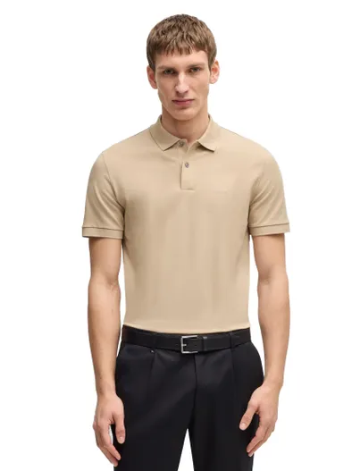 Hugo Boss BOSS polo korte mouw beige effen Pallas