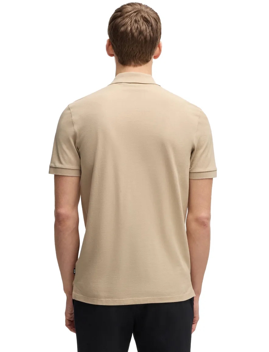 BOSS polo korte mouw beige effen Pallas