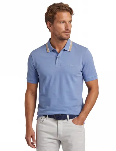 Hugo Boss BOSS orange polo blauw Pallas effen korte mouw