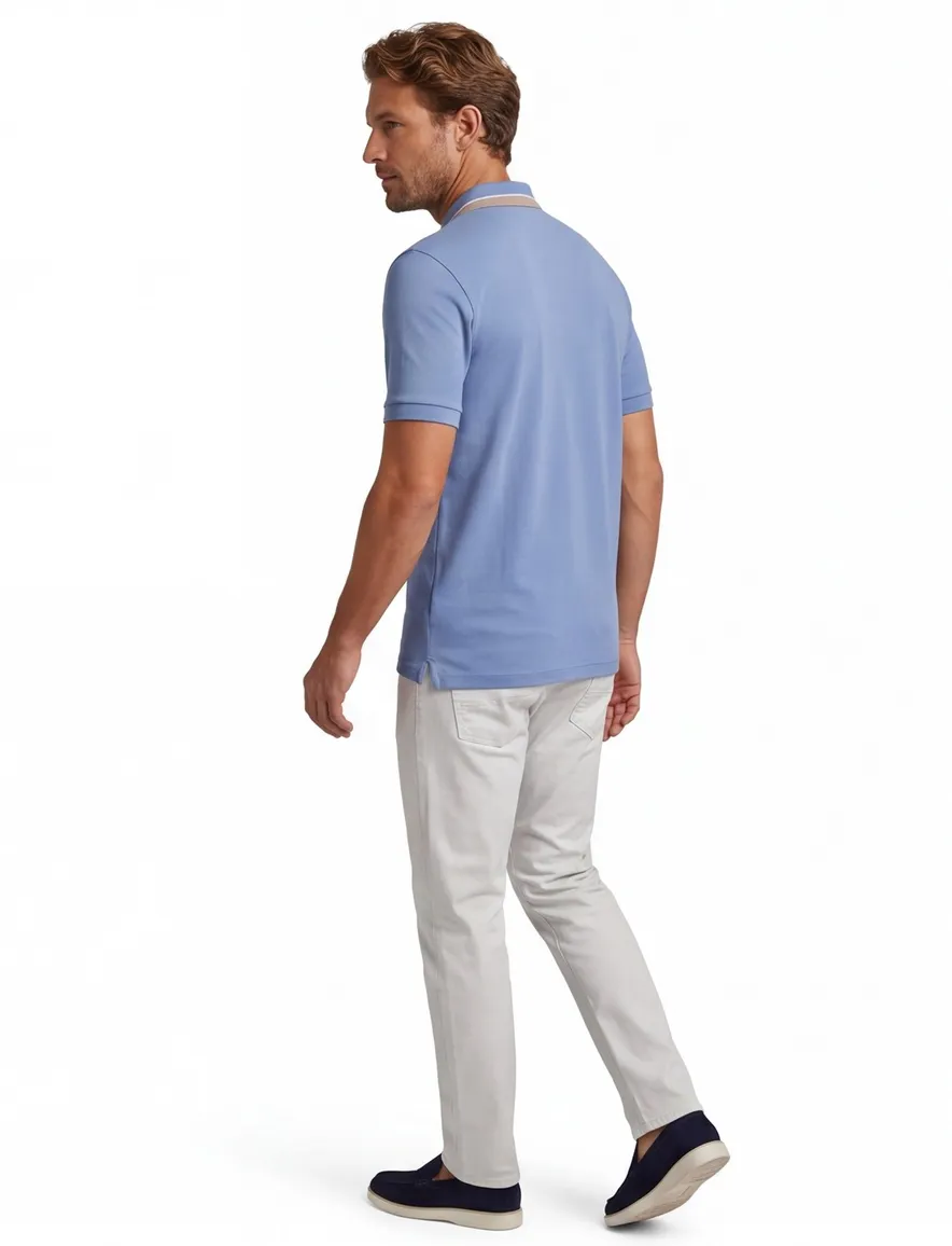 BOSS polo blauw Pallas effen korte mouw