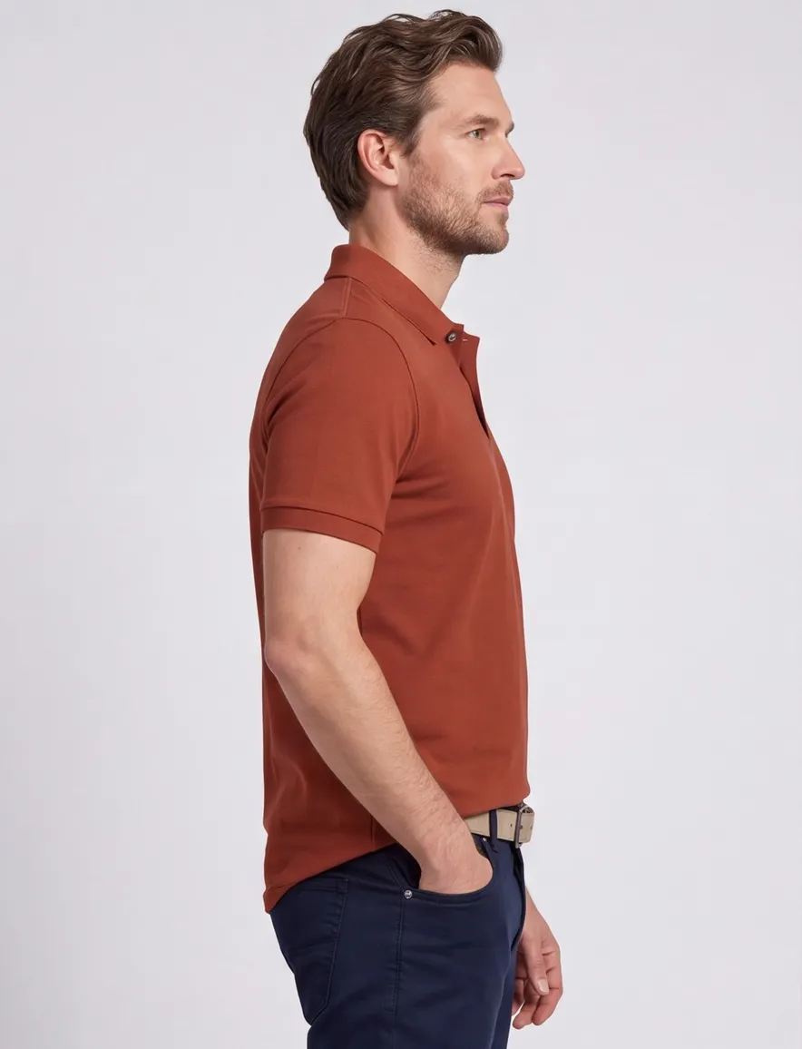 BOSS polo roest-oranjee effen korte mouw Pallas