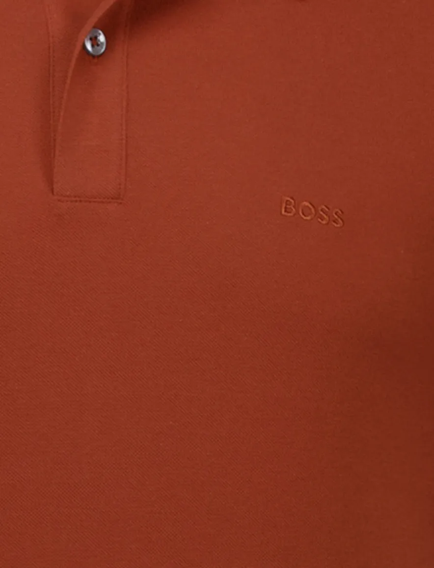 BOSS polo roest-oranjee effen korte mouw Pallas