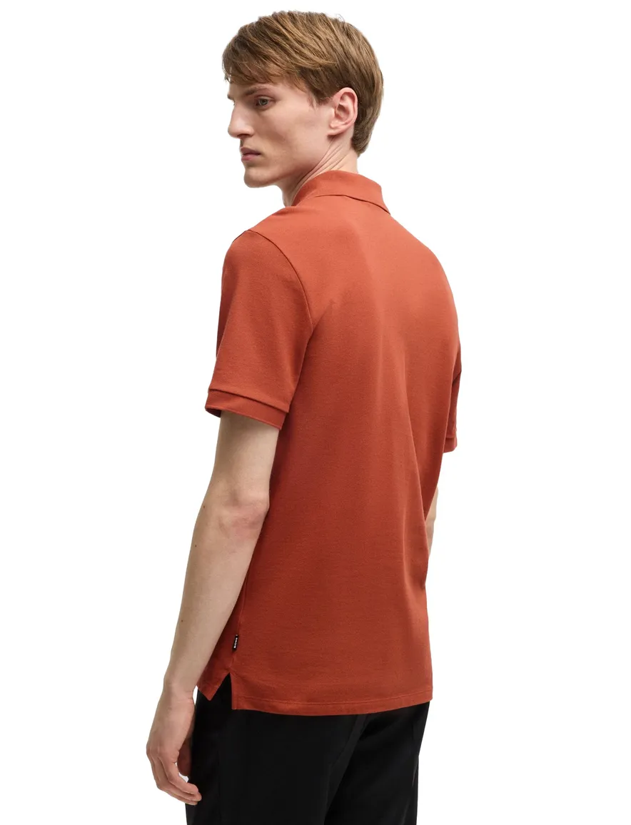 BOSS polo roest-oranjee effen korte mouw Pallas