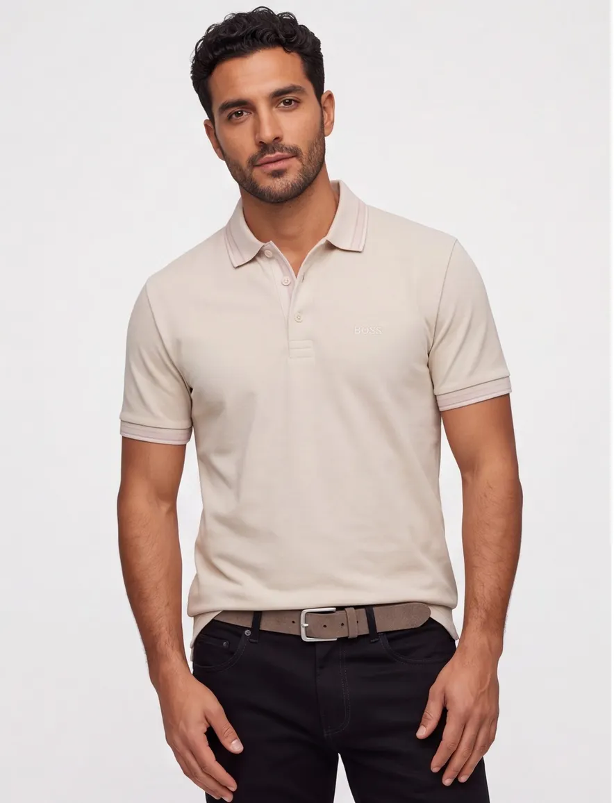 Boss Green Paddy normale fit effen beige katoen