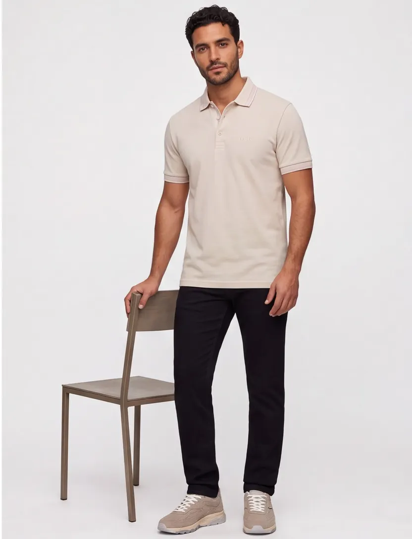 Boss Green Paddy normale fit beige effen katoen
