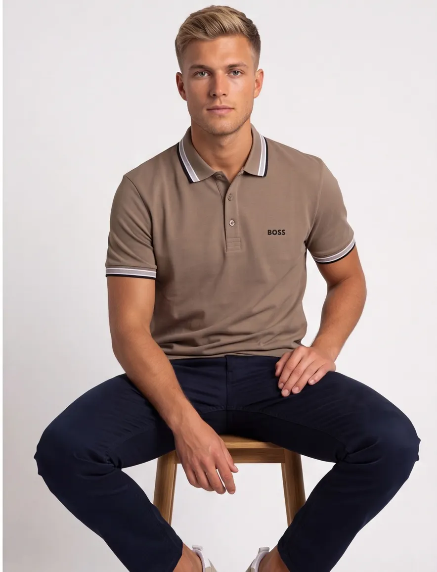 BOSS Green poloshirt bruin