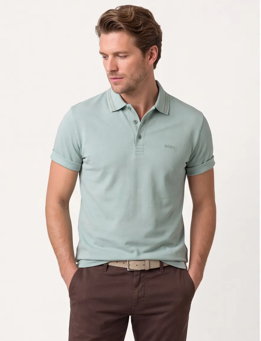 Boss Green Paddy polo effen groen katoen normale fit