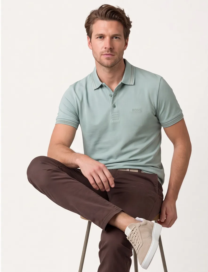 Boss Green Paddy polo effen groen katoen normale fit
