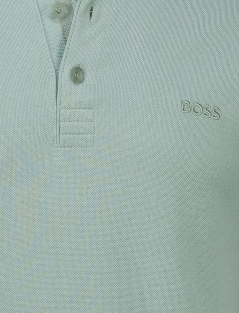 katoenen Boss Green Paddy polo groen effen normale fit