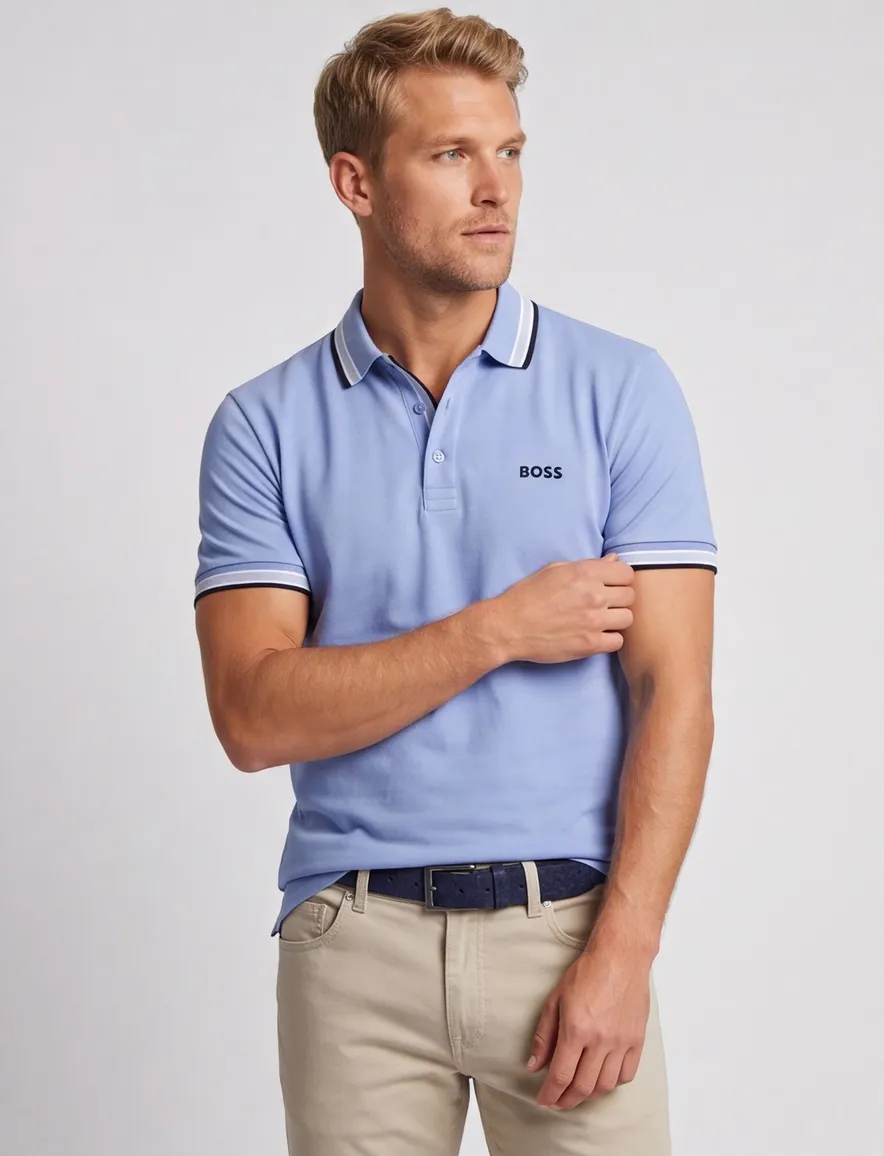 Boss Green Paddy normale fit blauw effen katoen