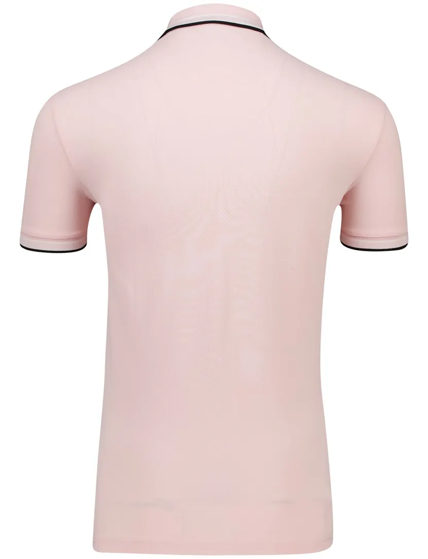 katoenen Boss Green polo roze effen korte mouw normale fit