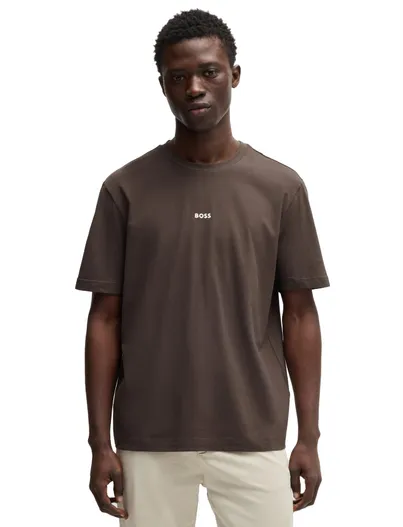 Hugo Boss Boss Orange TChup donkerbruin effen normale fit katoen