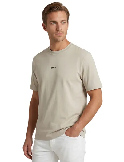 Hugo Boss Boss Orange TChup effen beige katoen normale fit
