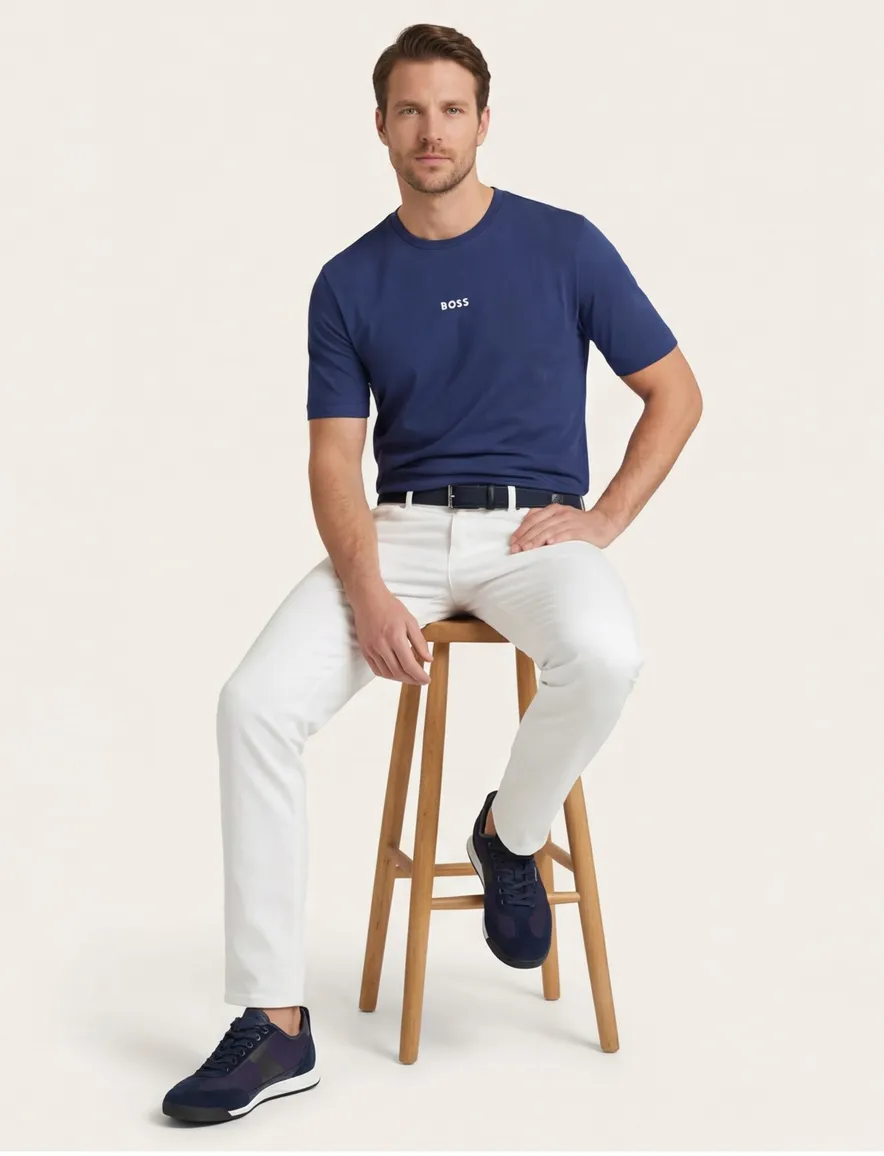 Boss Orange T-shirt Tap blauw ronde hals