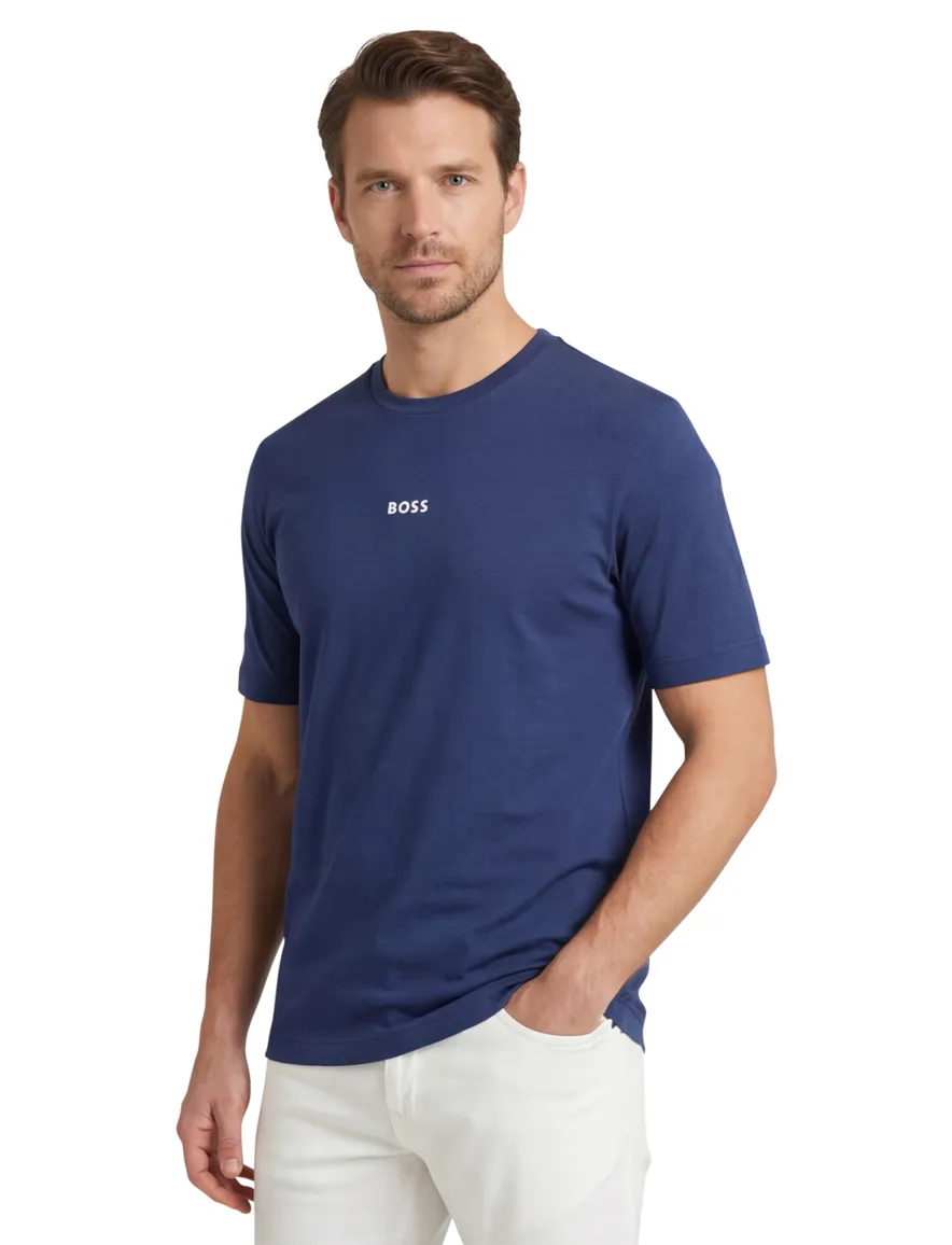 Boss Orange T-shirt Tap blauw ronde hals