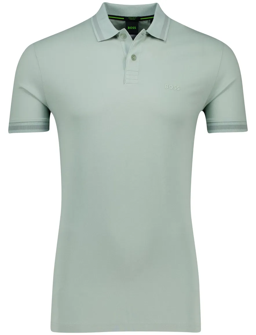 Boss Green polo groen effen korte mouw normale fit katoen