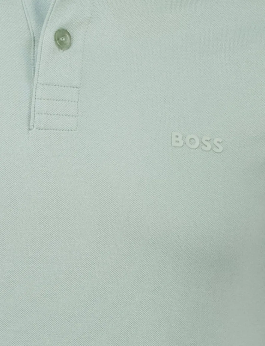 Boss Green polo groen effen korte mouw normale fit katoen