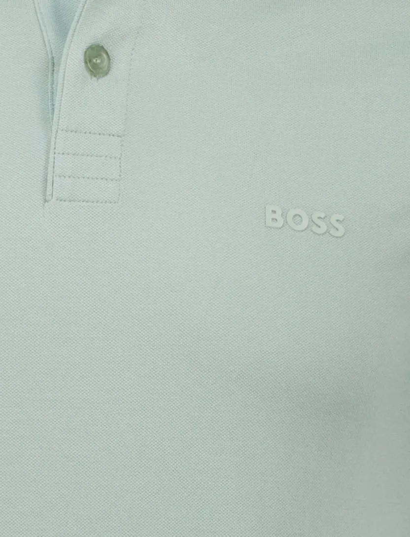 katoenen Boss Green polo groen effen stretch korte mouw