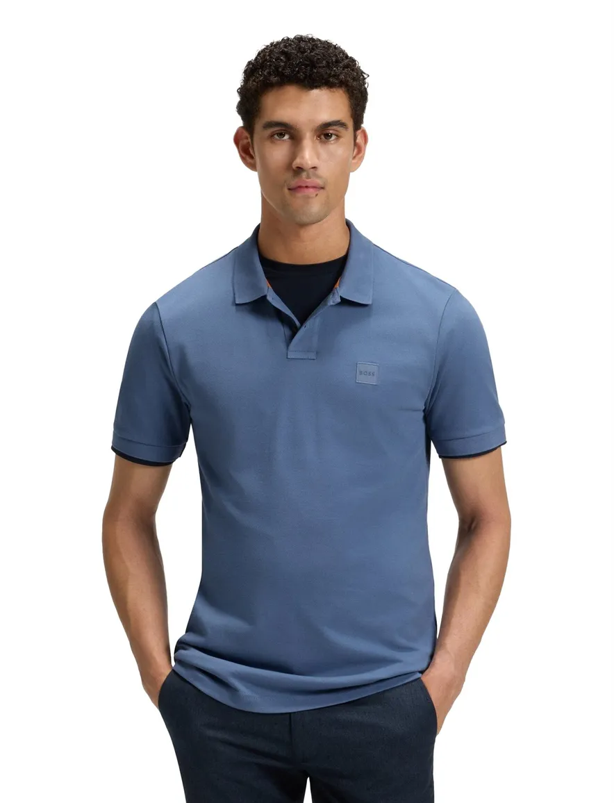 Boss Orange polo Passenger middenblauw slim fit