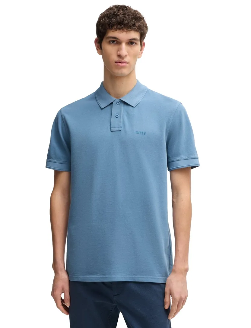 BOSS Orange poloshirt blauw 2-knoops
