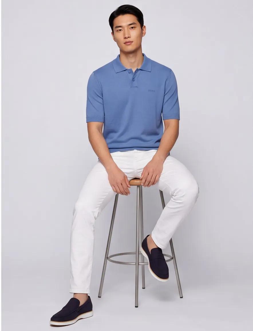 Hugo Boss Orange polo blauw 2-knoops