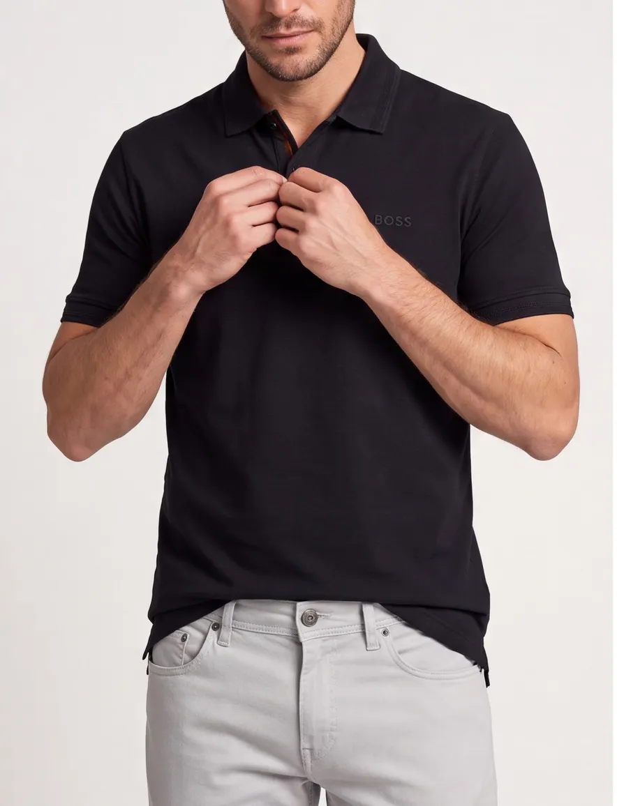 Boss Orange Polo Interlock zwart