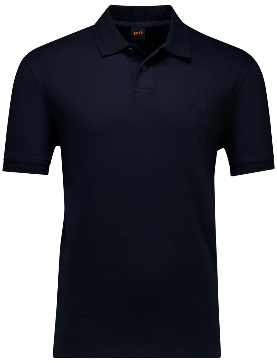 BOSS polo korte mouw donkerblauw PE Interlock