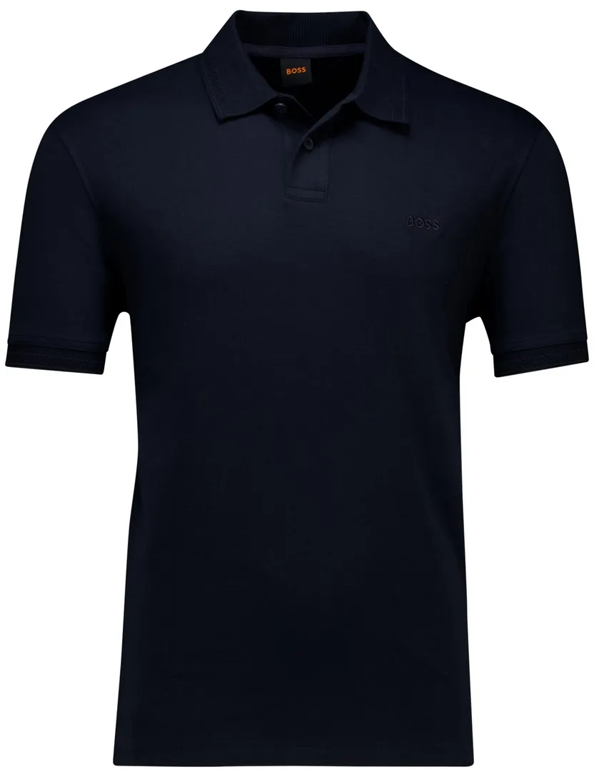 katoenen Boss polo korte mouw donkerblauw effen